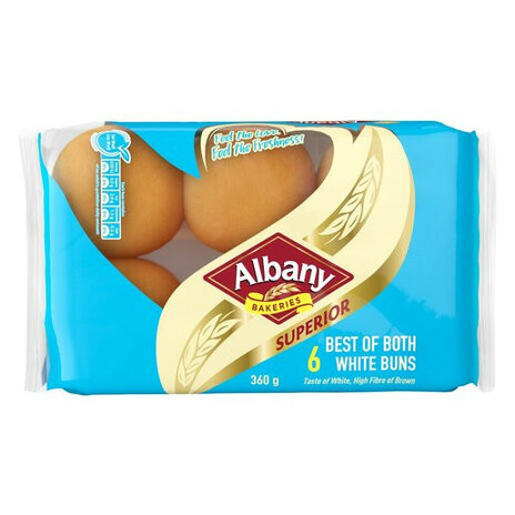 Albany Superior Best of Both White Buns 360g