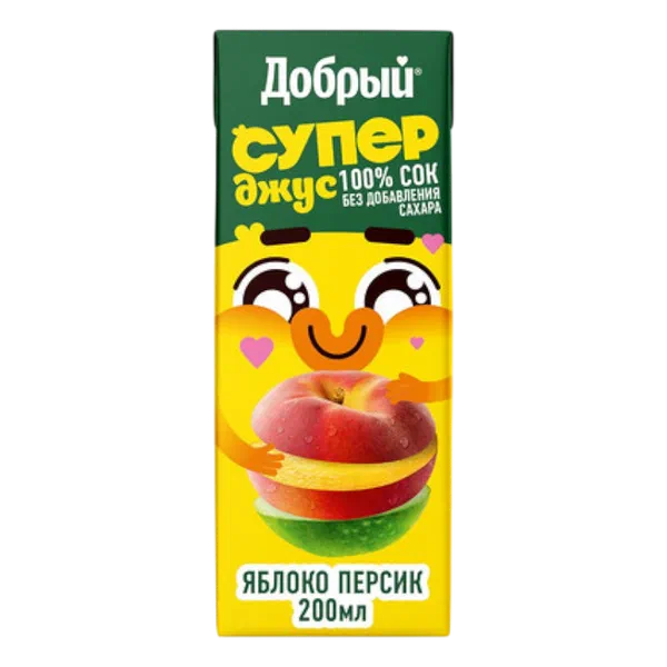 Сок Добрый Active Kid яблоко/персик 0,2л т/п Россия 27