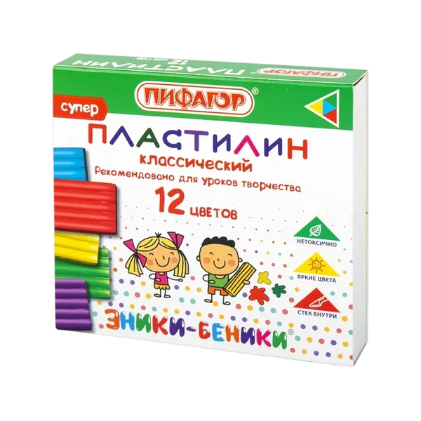 Пластилин Пифагор 12цв 120г со стеком 106505 ОФМ РФ