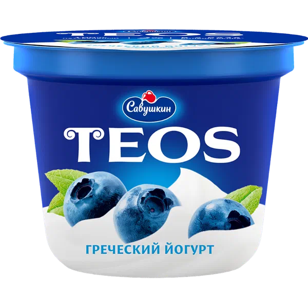 Савушкин Teos Греческий черника м/н йогурту 2% 250г п/ст