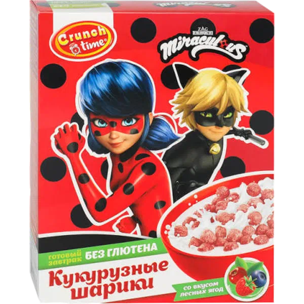 Шарики кукуруз Grunch Time Леди Баг лесн.ягоды 170г кор