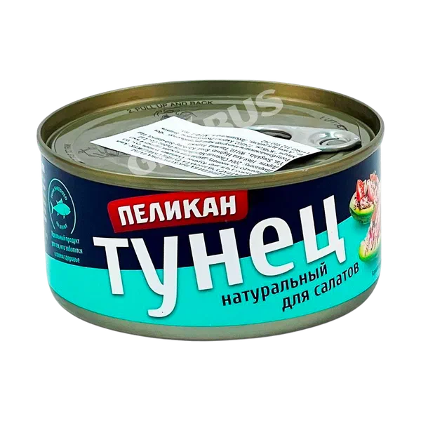 Филе тунца Пеликан натур. д/салатов 185г ж/б