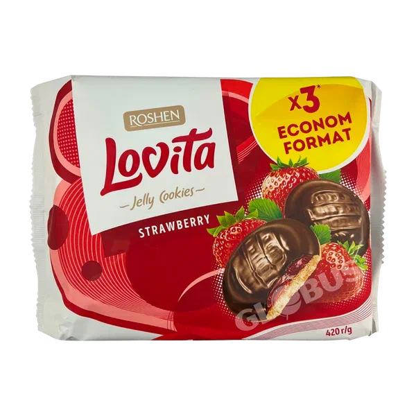 Roshen Lovita Jelly cookies сдобн клубника 420г печеньеси