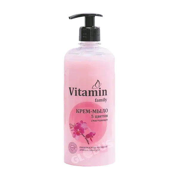 Мыло-крем Vitamin family 5 цветов смягчающ 650мл