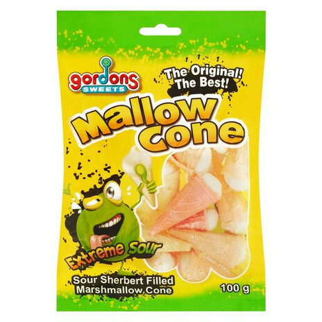 Gordons Sweets Sour Sherbert Mallow Cone 100g