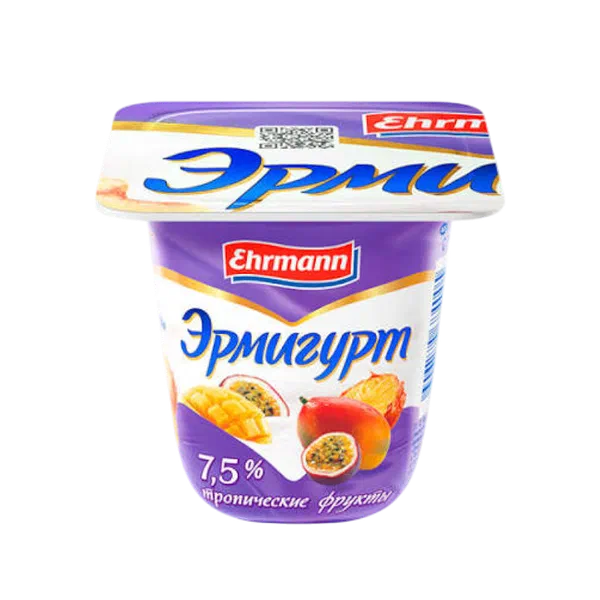 Эрмигурт тропикалык жемиштер 7,5% йогурту