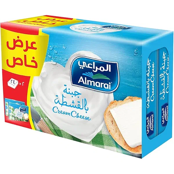 ALMARAI SQR CHEESE.CRM24P 432G - SQUARE CREAM CHEESE 24 PORTIONS