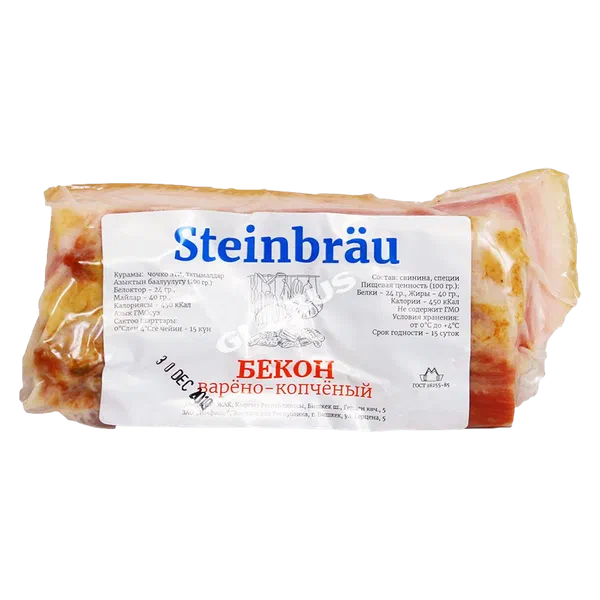 Деликатес Steinbrau Бекон в/к в/у вес