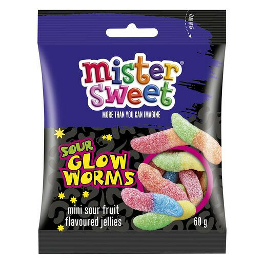 Mister Sweets Sour Glow Worms 60g