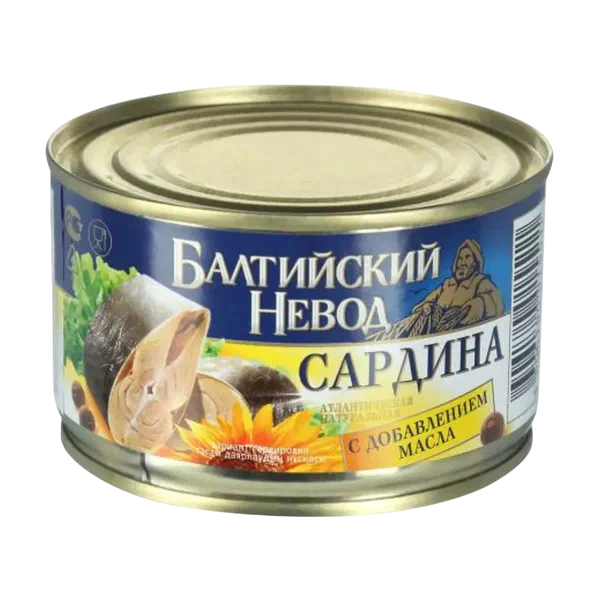 Сардина атлан. Балтийский невод натур. с доб.масла 240г ж/б