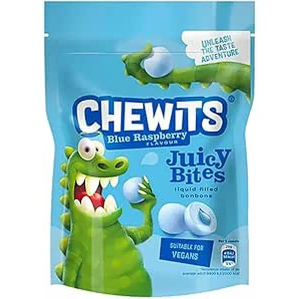 CHEWITS JUICY BITES RASPBERRY FLAVORED CHEWY CANDY 115G