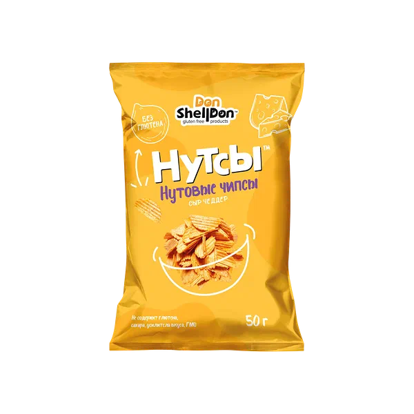 Чипсы DON SHELLDON НУТСЫ сыр Чеддер б/глют 50г НВ
