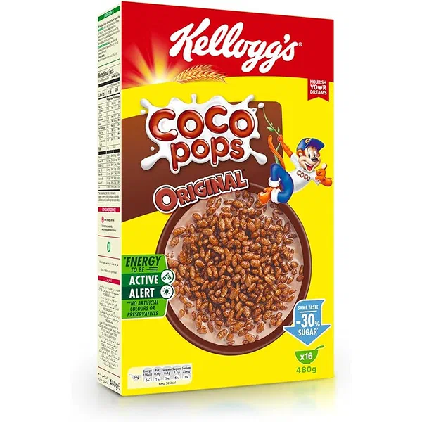 KELLOGG'S COCO POPS TOASTED CHOCOLATE RICE CEREAL 480G