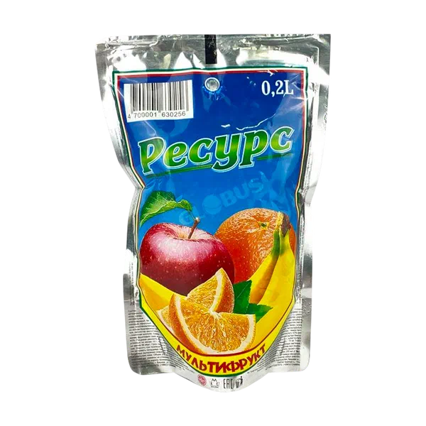 Сок Ресурс мультифрукт 0,2л т/п ЧЭС Кыргызстан 40