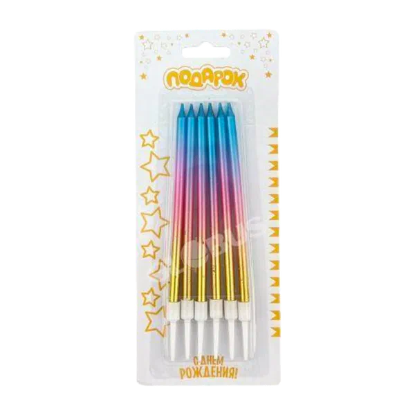Свечи д/торта длин Сияющие 15см 6шт