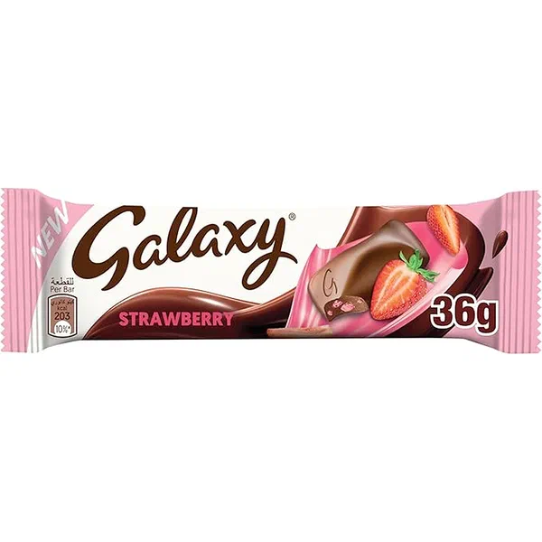 GALAXY STRAWBERRY CHOC BAR36G - STRAWBERRY FILLED GALAXY CHOCOLATE BAR