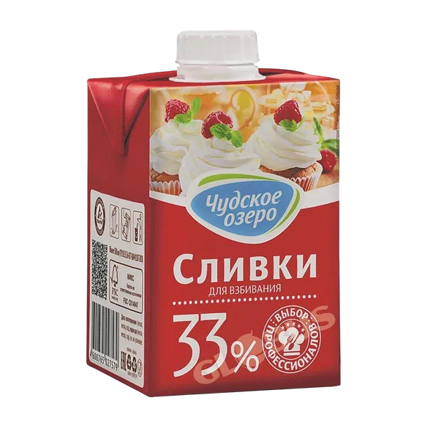 Сливки д/взбивания Чудское озеро 33% 500г т/п Импорт