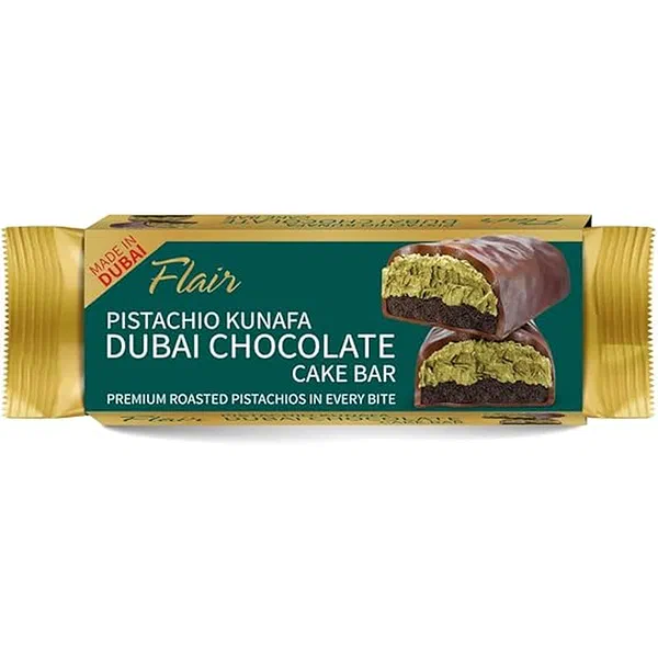 FLAIR PISTACHIO KUNAFA BAR 40G - PISTACHIO KUNAFA FILLED CHOCOLATE BAR