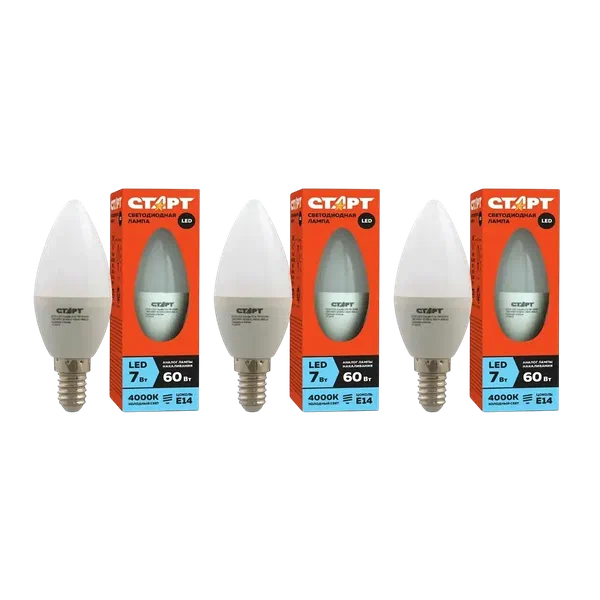 Лампочка св/диод Старт ECO LED Candle 12W 3шт E14 4000К 40-3 14031 А3 РФ А3