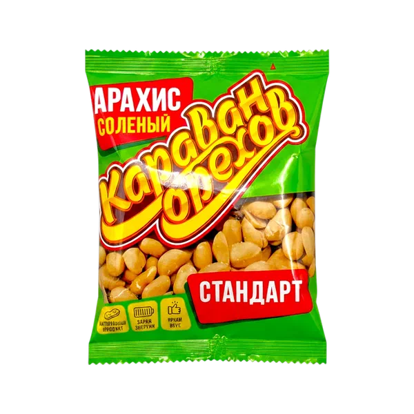 Орехи Джинн Караван Орехов арахис жарен соленый 40г п/п Россия 40