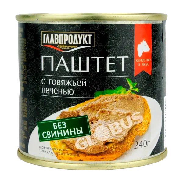 Паштет Главпродукт из гов.печ. б/свин 240г ж/б