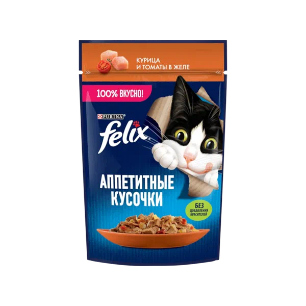 Felix аппетит кусочки курица/томат в желе мышык азыгы 75г