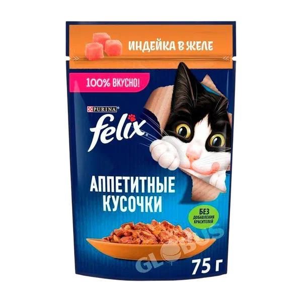 Корм д/кошек Felix индейка в желе 75г