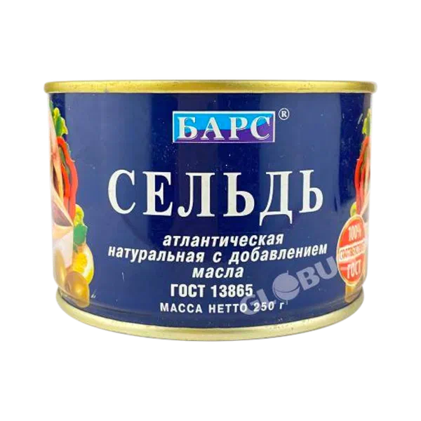 Сельдь Барс натур. атлантическая в масле 250г
