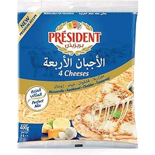 PRESIDENT FOUR CHEESE MEDLEY SHREDDED CHEESE BLEND 400G