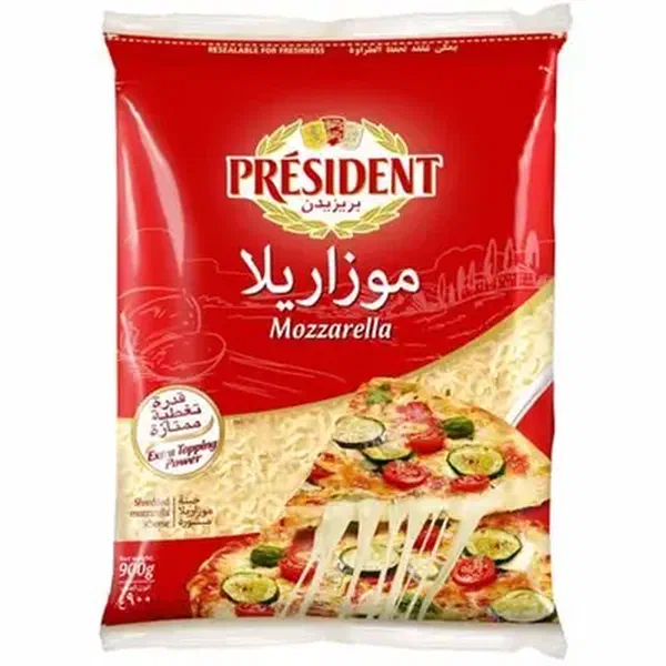 PRESIDENT FRESH FULL FAT SHREDDED MOZZARELLA CHEESE 900G