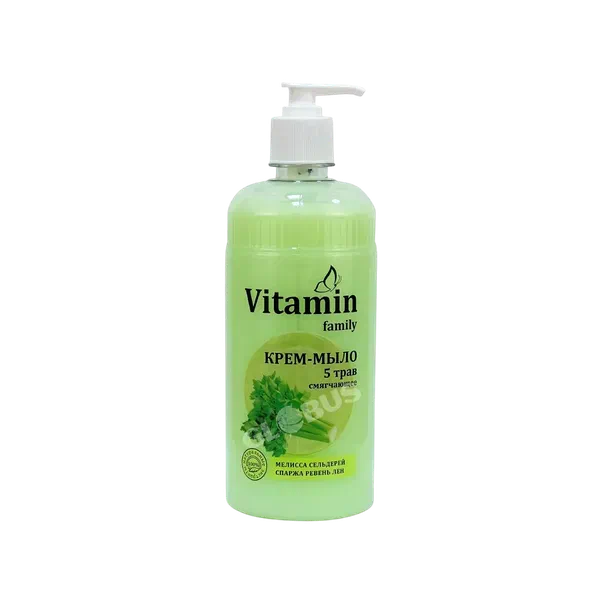 Мыло-крем Vitamin family 5 трав смягчающ 650мл