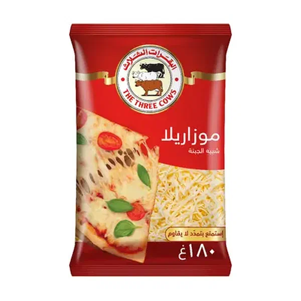 THREE COW'S SHREDDED MOZZARELLA PIZZA CHEESE 180G POUCH