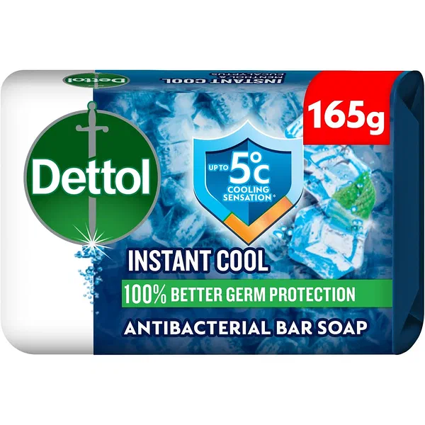 DETTOL COOL MENTHOL ANTIBACTERIAL BAR SOAP 165G LARGE BAR