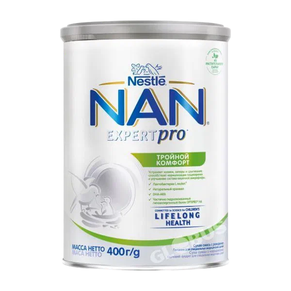 Смесь дет. Nan Тройной комфорт с рож. 400г ж/б Nestle