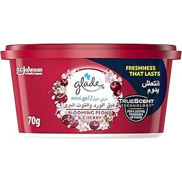 GLADE MINI GEL BLOOMING PEONY AND CHERRY AIR FRESHENER 70G