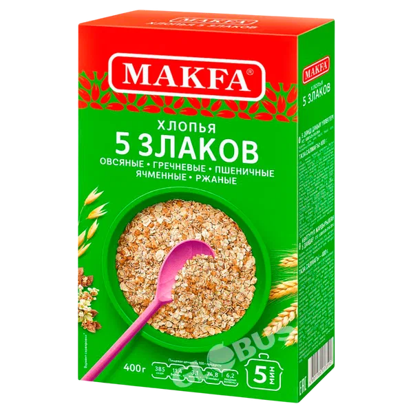 Хлопья Макфа 5 злаков 400г кор
