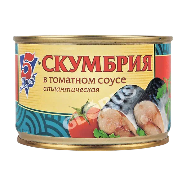 Скумбрия 5Морей в томатном соусе /ключ/ 250г ж/б