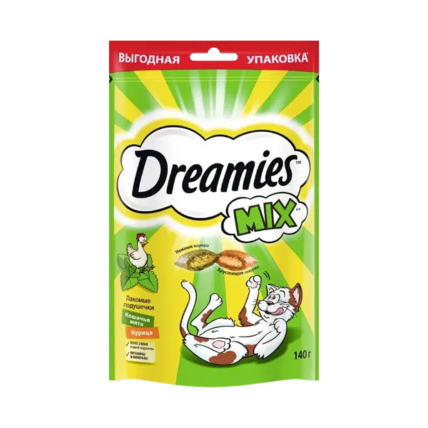 Подушечки д/кошек Dreamies мята/курица 60г