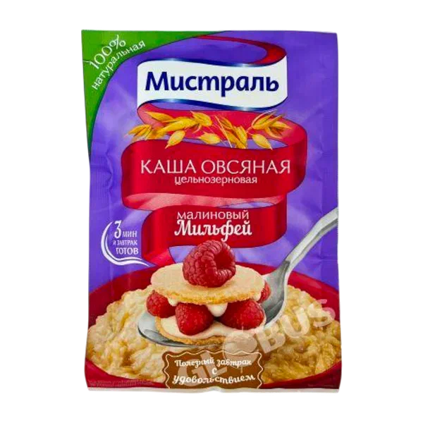 Каша Мистраль овсян малин мильфей 40г пак