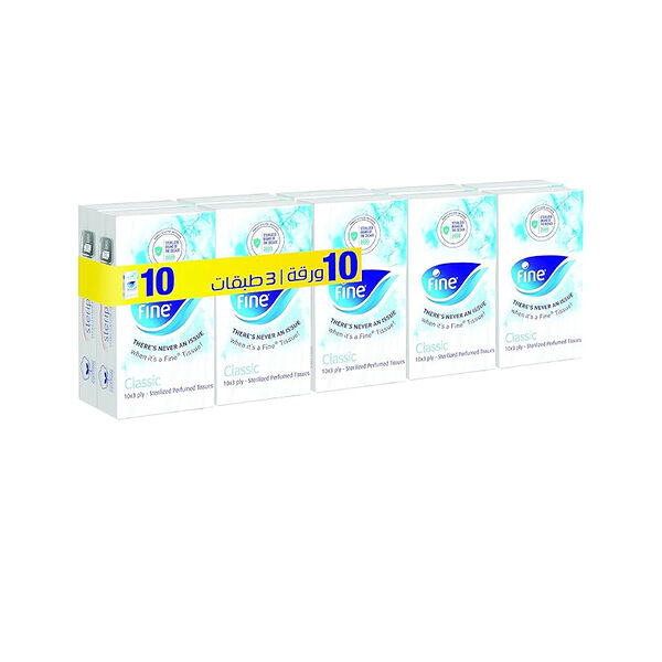 Fine Pocket Tissue 3Ply 10'S Packetx 10