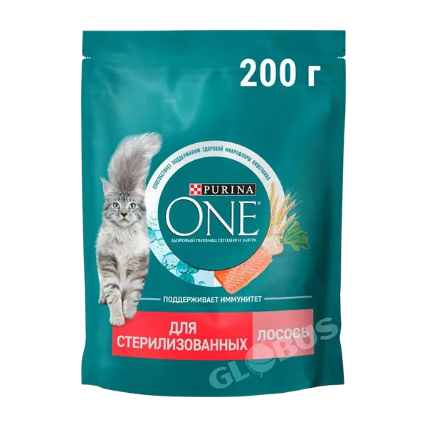 Корм д/кошек Purina One д/стерил лосось/пшеница 200г