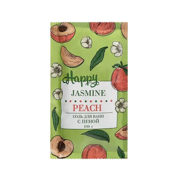 Соль д/ванны Happy персик/жасмин с пеной 100г