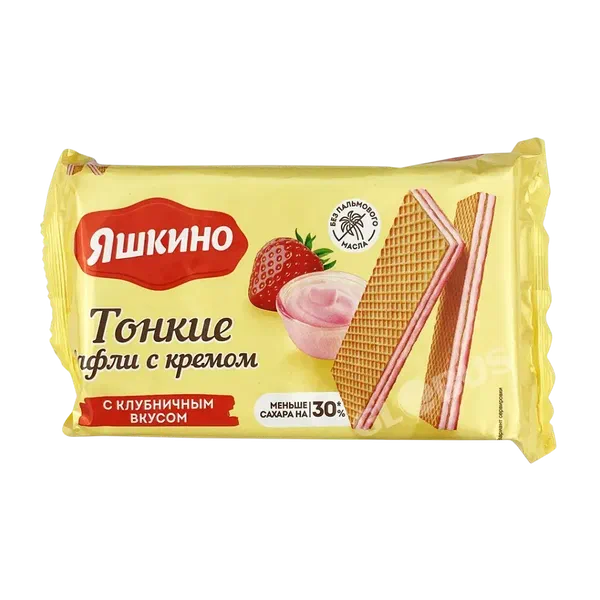 Вафли Яшкино крем/клубника 144г