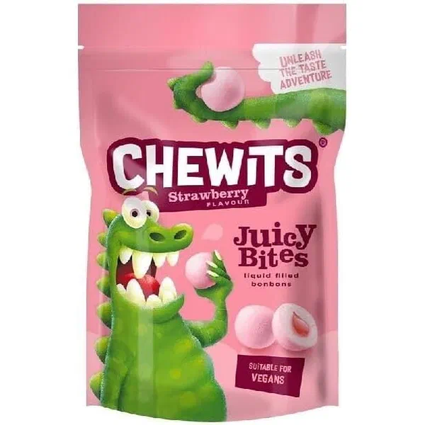 CHEWITS JUICY BITES STRAWBERRY FLAVORED CHEWY CANDY 115G