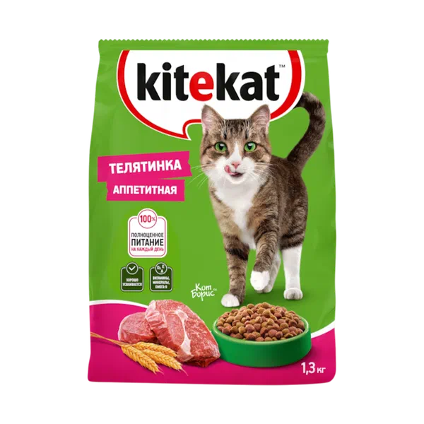 Корм д/кошек Kitekat телятинка аппетитн 1,3кг