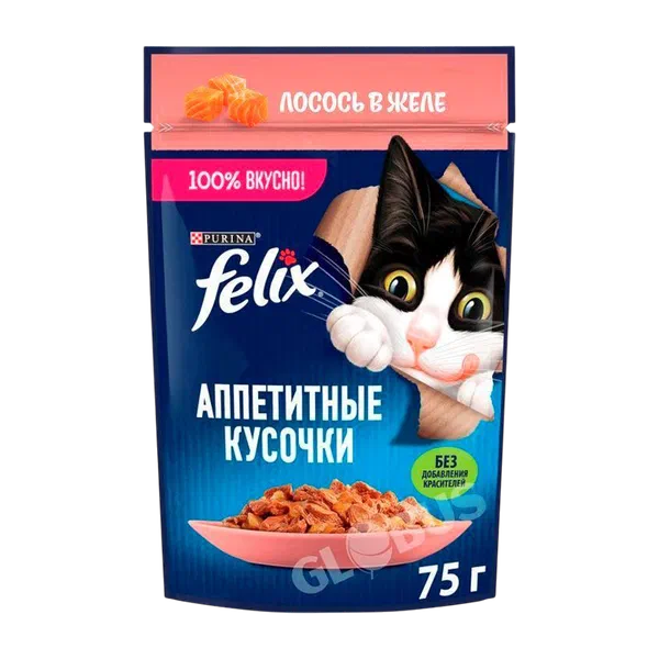 Корм д/кошек Felix лосось желе 75г