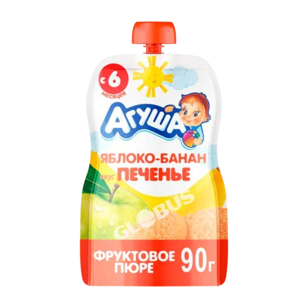 Пюре дет. Агуша яблоко/банан/печенье с 6мес 90г д/п ВБД