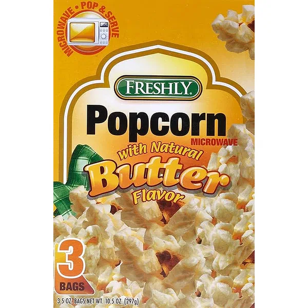 FRESHLY LIGHT BUTTER FLAVORED MICROWAVE POPCORN 297G