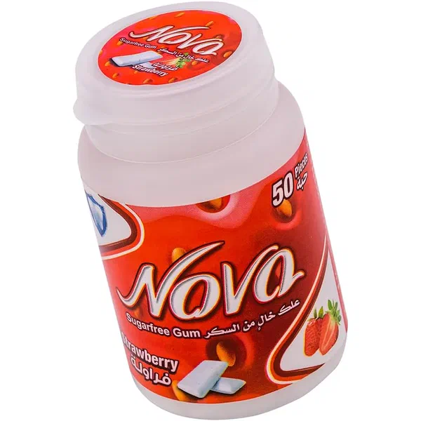 NOVA STRAWBERRY SF GUM 50PCS - SUGAR-FREE STRAWBERRY PELLET GUM