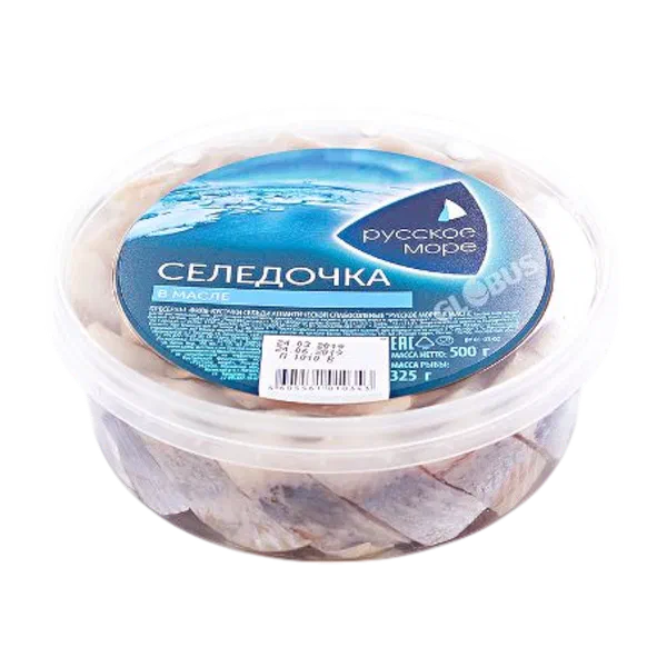 Филе сельди Русское море атл.слабосол. традиц. посол в масле 500г